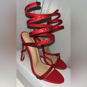 Elegant Red Strappy Heels